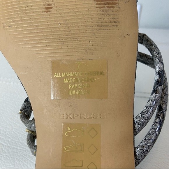 Express Gray White Snake Print Square Toe Sandals Size 7 - Picture 9 of 9